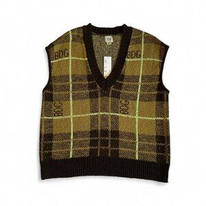 NWT Urban Outfitters BDG Tartan Plaid V-Neck Knit Y2K Sweater Vest